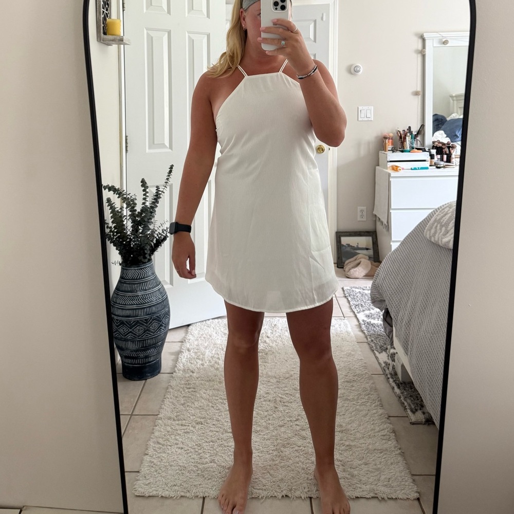 White Halter Neck Dress